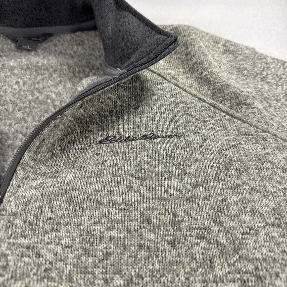 Eddie Bauer Pullover Sweater mens size L 1/4 zip Knit gray Mock Neck - Picture 3 of 8